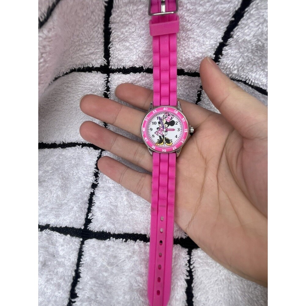 Disney Minnie Mouse Watch Pink Strap Minute Hour Marked Hands